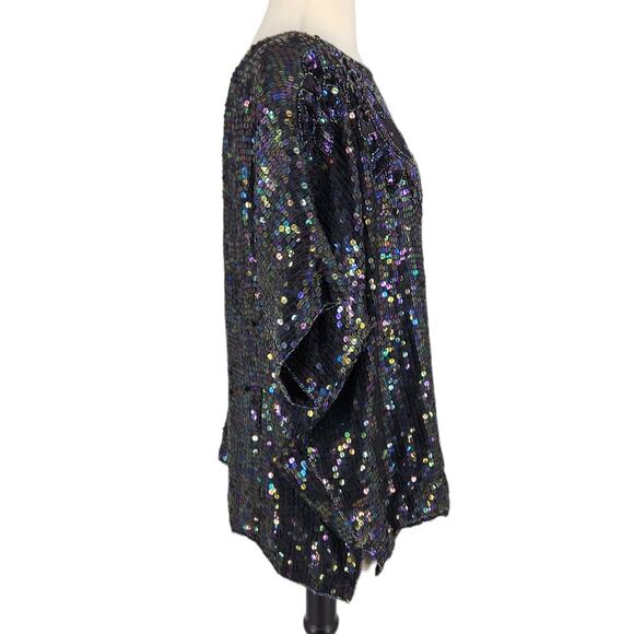SALE Vintage Gudi 80s Sequined and Beaded Blouse Top - Picture 5 of 6